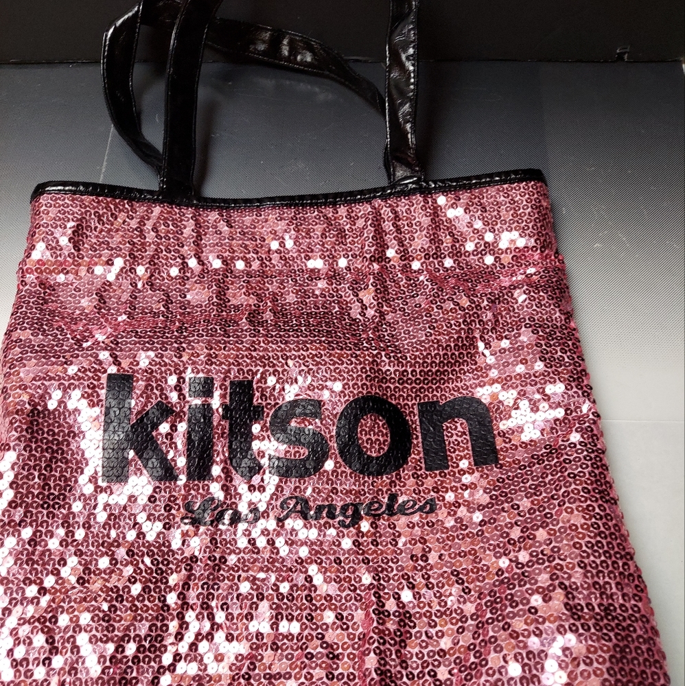 Bling hot pink sequin Kitson tote bag beloved l.a store